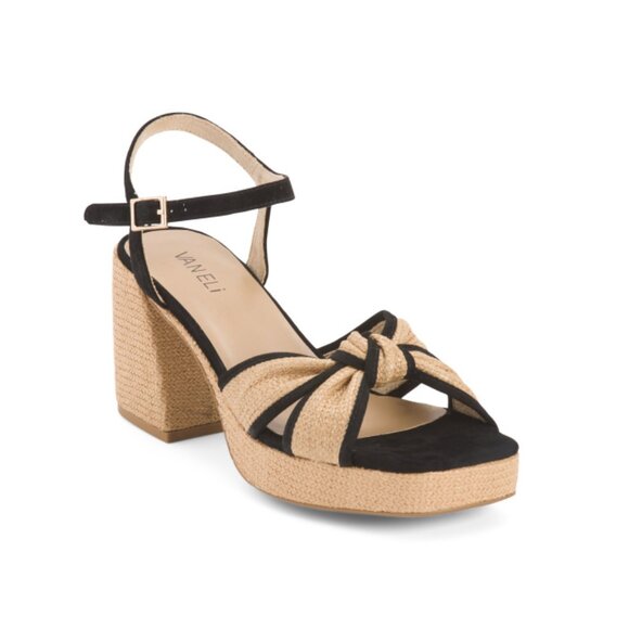 VANELI Natural/black Suede Mina Heeled Platform Sandals - Picture 1 of 2